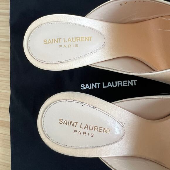 Saint Laurent Mae Mules in Crepe Satin With Feathers Size size 8.5 - Picture 5 of 9